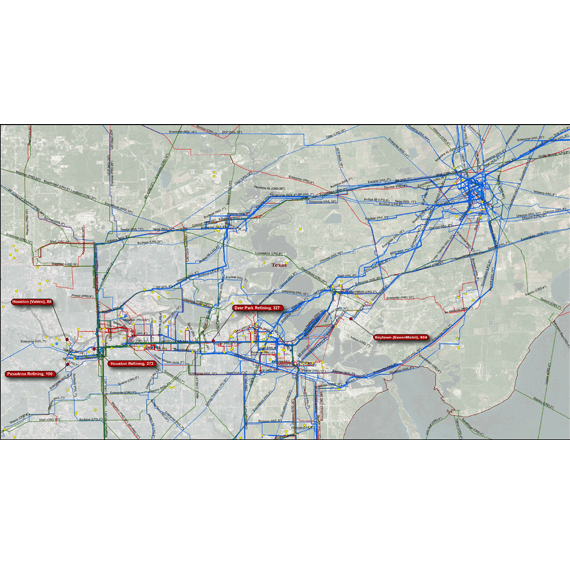 Texas Liquids Infrastructure Printed Wall Map detail 02